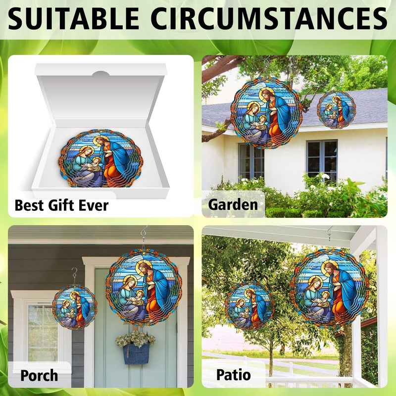 PODMemory Christian Christmas Wind Spinner, Christian Christmas Wind Spinner Hanging for Yard and Garden, Unique Gift Wind Spinner, 3D Hanging Wind Spinner Outdoor - Image 5